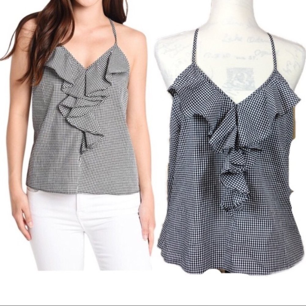 Waverly Grey Gingham Black/White Blouse Size M